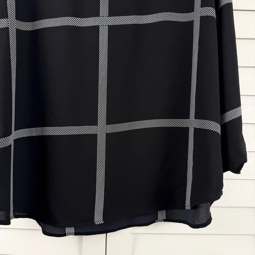 41 Hawthorn Bixby Scoop Neck Blouse Women XL Black Windowpane Plaid NEW - Picture 13 of 15